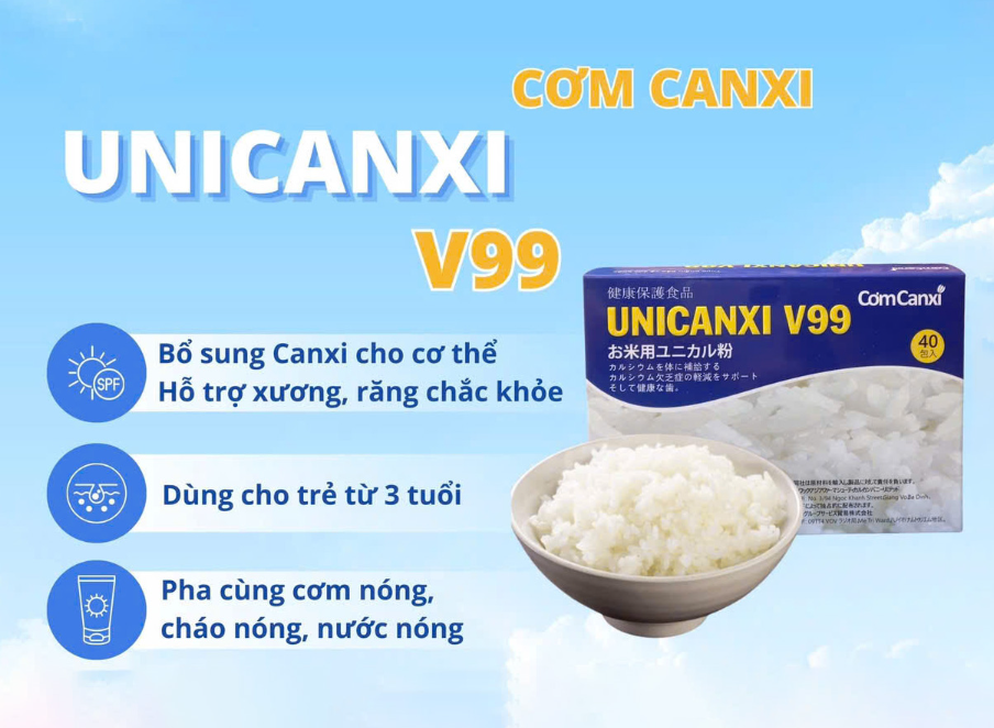 Giải Đáp Thắc Mắc: Vì Sao Gọi Là "Canxi Cơm Nhật Bản" và Ý Nghĩa Hình Ảnh Hạt Cơm Trên Vỏ Hộp Unicanxi V99?